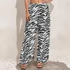 Spodnie damskie Czarne białe zebra żeńskie zwierzęcy druk o wysokim poziomie swobodnym prostym szerokim nogę letnie spodni plażowy