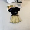 Zomermeisjes korte mouwen pak babyjurk casual halve mouwen t-shirt + tooling geplooide rokken
