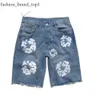 Fashion Denim Teara Shorts de créateurs Shorts en jean Flower Shortpants Slim Mens Shorts bleu clairs couronnes Denim Shorts Light Wash Jeans Shorts Fabric 6314