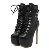 Dress Shoes Sexy Platform Pole Dance Boots Women Metal Buckle Strap Lace-Up Design Ankle Fashion High Heel Night Club H240430