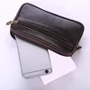 Taillezakken Leather Fanny Pack Heren riemtas Travel Cash Card Holder Wallet Telefoon Pouch Casual Purse