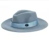 Fashion Wool Feodra Hat Winter Womens m Lettre laine Jazz Fedoras Pink Hat pour les femmes Big Brim Cowboy Panama Fedoras D181030061708159