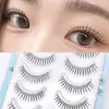Falska ögonfransar 5 par koreansk stil ögonfrans naturlig look konstgjord klar stam u-formade handgjorda fransar dagliga ögonsminkverktyg