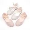 Meisjes Hoge hakken Kinderen Pearl Jeugd Crystal Party Prinsesschoenen Childrens Bruiloft Formele leer Sandalen Girls Schoenen Party 240424