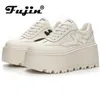 Casual Shoes Fujin 8cm Mixed Color Ladies Vulcanize Genuine Leather Spring Autumn Lace Up Stable High Platform Sneakers Women Fashion