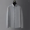 Casual shirts voor heren 2024 Spring Solid Color Men Lange Mouw Slim Fit Business Formal Dress Streetwear Sociale feesten Tuxedo Blouse M-5XL