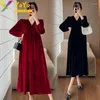 Casual jurken Elegant feest Solid color fluweel fluweel A-lijn AKLE-jurk 2024 Autumn/Winter Fashion Loose Big Size moederschap