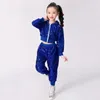 Vêtements de vêtements 2pcs enfants pantalons pantalons de veste de sequins filles set jazz dance costume à sweat hip hop club de rue club de rue.