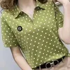 Women's T-Shirt Womens T-shirt short sleeved summer lapel solid color polo embroidered casual plus size topWX