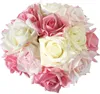 Flores decorativas de 5pcs10 "Buquê de rosa de seda artificial com haste de flor verdadeira flor para casamento dama de dama de dama de peças centrais arranjos