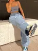 Jeans féminins Femmes Ripped Boyfriends High Waist Baggy Denim Pantalon Ligne Lig Straitement Y2K Streetwear Vintage Loose Casual