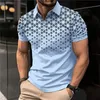 Vintage Golf Shirt Fashion 3D -Print Reißverschluss Polo Übergroße lässige Kurzfilmsurme Summer Streetwear Männer Kleidung T -Shirts Tops 240416