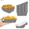 Plastique à plastique jetable Racing Birthday Party Supplies Paper Food Play Food Black and White Checkered Party Nacho Hot Dog Tray Style WX