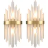 Holkirt Modern Gold Wall Sconces Set of Two Crystal Wall Sconce 2-Light Wall Light Fixtures For Living Room Bedside Hallway Stairway Kitchen With Frosted Glass E12