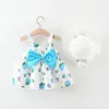 Девушка платья 2pcs Summer Baby Girl's Платье маленькое круглое Dot Strawberry Print Bow Bow Daily Casual с шляпой
