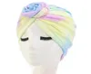 Dames boho spiraal geknoopte tulband hoed stretch neon tiedye chemo cap headwrap1607562444