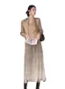 Miyake geplooide dames rokpak herfst en winter Franse high-end gradient kwasel jurk kraag van kraag jasje vrouwen 240422