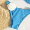 ملابس السباحة النسائية مجموعة مثيرة 3D زهرة 3D زهرة باندا 2024 Mujer Swimsuits النساء الظهر بدلة السباحة الثونغ Biquinis