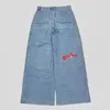 Lettre de jeans pour femmes imprimé en vrac rétro harajuku tendance y2k pantalon droit de la jambe large hip-hop