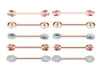 10pcsset Gold Rose Tongue Rings Stainless Steel Acrylic Earrings Barbells Body Tragus Piercing Jewelry Nipple Ring7610485