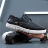 Casual Shoes Yomior Spring Summer Fashion Soft Leather Men Lace-Up Loafers Flats Work Breathable Sneakers Black Blue
