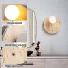 Ensemble de 2 lampes murales en pierre avec abat-jour en verre - Appliques murales en travertin rond à l'intérieur avec base G9, interrupteur pour chambre, salon, vanité de salle de bain