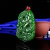 Anhänger Halsketten Retro Grüne Jade geschnitzte chinesische alte Drache Lucky Charm Amulets Seil Halskette Vintage Steinschmuckzubehör Accessoires