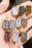 10pcs Gold plated Mixed color square Agate Druzy Geode connectorDrusy Crystal Gem stone pendant Beads Jewelry find90622799138923