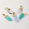 Colliers pendants Fuwo Crystal naturel Crystal Small Horn Golden Staled Stone Charms Accessoires pour femmes Bijoux faisant 5pcs / lot PD150