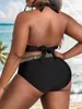 Women's Swimwear 2024 Large Size Solid Halter String Bikini Two Piece High Waist Swimsuit Women Female Bathing Suit Beachwear Swimming