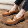 Casual Shoes 2024Men's Pointed Moccasins Leather Flats Zapatos Hombre Loafers Tassel Footwear Men Chaussures British Style