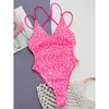 Women's Swimwear S - XL Sexy V Neck Leopard Printed One Piece Swimsuit Women Female Backless High Cut Bather Bathing Suit Swim V4808SW