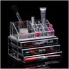 Pudełka do przechowywania pojemniki na czysty akrylowy makijaż organizator pudełka plastikowe makijaż do kosmetyków szminka dom