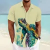 Męskie koszule żółwia morskie życie wakacyjne hawaje 3D nadrukowana koszulka Krótkie rękawie letnia plaża na co dzień