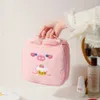 Cosmetic Organizer Winter cartoon plush square makeup bag suitable for girls large capacity portable cosmetic storage rabbit ear cleaning pencil case Q240429