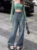 Kadınlar Kot Koreli rahat gevşek düz kadınlar ışık yüksek bel ince kadın temel basit moda kot pantolon kadın