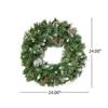 Fleurs décoratives pouces artificiel mélange à peppe mélangée couronne de Noël avec branches givrées baies rouges et pommes de pin vertes / euc transparent