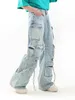 Jeans folggy y2k reddachic para homens rasgados com pernas largas calças de tamanho grande casual solto 90s street vintage calça de hip-hop elegante 240425
