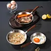 Pans Stainless Steel Fry Pan With Wooden Handle Kitchen Cookware Egg Frying Butter Warmer Nonstick Pot For All Stovetops