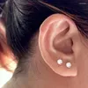 Boucles d'oreilles goujons de conserve 3pcs 2/3 / 4 mm 925 Silail Sterling Four grissement Piercing pour femmes fille belle boucle d'oreille de cartilage rond