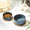 Tazón de gato Food Bowl Ceramiced Ceramiced Agua Alimentador de agua Pequeña y mediana protección de la columna vertebral Prevención de vuelco 240429