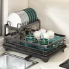 キッチンストレージオーガナイザー皿乾燥ラック調理器具ドレインバスケットディナーウェアホルダー付き排水