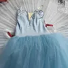 Girls Halloween Ballet Costume Long Tulle Robe Adult Women Swan Lake Dance Ballerina Robe Sky Blue Ballet Robe 240426