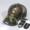 Czapki baseballowe z światłami LED do pieszych wędrówek rybołówstwa dorośli dorośli męskie Summer Sun Visor Hat Black Blue Camo 3 Colours LL