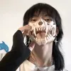 Anime Dragone giapponese God Scheletro Maschera a mezza faccia Maschera Halloween UNISEX Nero Animali bianchi Maschere Proppetti per feste 240430
