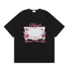 Rhude T-shirt Designer Tee Luxury Fashion Mens TShirts Brand Rose Magic Mirror Pure Cotton Loose Casual Short Sleeved For Men And Women