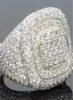 14K Gold Anneaux de diamant complet pour hommes Hiphop Peridot Gemstone Anillos de Bizuteria Bague de mariage Sparkling Diamond Jewelry Ring1846287