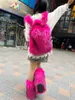 Y2K Girls Faux Fur Plecak Koreański gradient mody Pluszowe plecaki zimowe puszyste torba szkolna duża pojemność różowa szkolna bag 240426