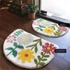 Teppiche 40x60 cm Bodenmatte halbe runde Küchenteppich absorbierende Haushaltswerkzeuge Baumwolle wasserdichte weiche kleine Blume