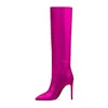 Boots Fashion Pointed Toe Knee High Women Super Heels Botines Patent Thin Botas Largas De Mujer Plus Size Shoes